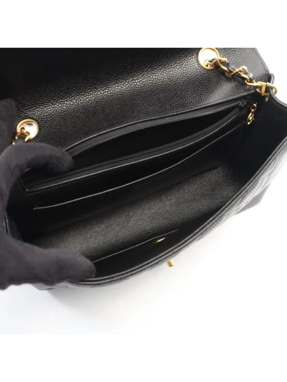 Chanel Shoulder Bag Quilted Diana Flap Black Caviar Leather Chain